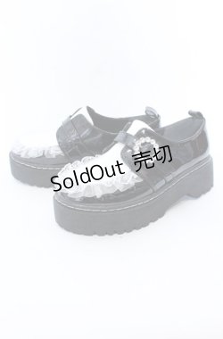 画像4: 【SALE】DearMyLove / 厚底メイドフリルシューズ 23.5cm クロ×シロ O-25-09-12-006-EL-SH-IG-ZT-K001