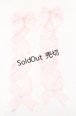 画像1: LOTUS ribbon / ハートチャームロングツインテールリボンバレッタ  ピンク O-25-09-12-015-EL-AC-IG-OS