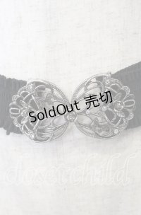 axes femme / 蝶×バラバックルゴムベルト  シルバー×ブラック O-25-09-12-025-AX-ZA-IG-ZT485-F003