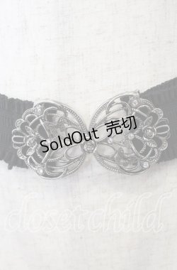 画像1: axes femme / 蝶×バラバックルゴムベルト  シルバー×ブラック O-25-09-12-025-AX-ZA-IG-ZT485-F003