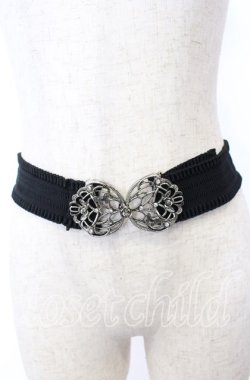 画像2: axes femme / 蝶×バラバックルゴムベルト  シルバー×ブラック O-25-09-12-025-AX-ZA-IG-ZT485-F003