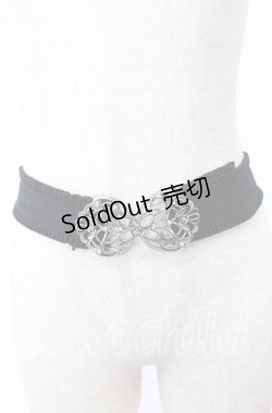 画像2: axes femme / 蝶×バラバックルゴムベルト  シルバー×ブラック O-25-09-12-025-AX-ZA-IG-ZT485-F003