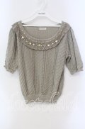 axes femme / サテンローズ付サマーニット  グリーン O-25-09-13-003-AX-TO-IG-OS