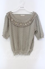 axes femme / サテンローズ付サマーニット  グリーン O-25-09-13-003-AX-TO-IG-ZT132