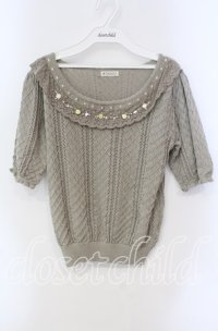 axes femme / サテンローズ付サマーニット  グリーン O-25-09-13-003-AX-TO-IG-ZT132