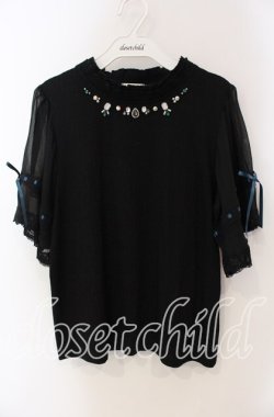 画像1: axes femme / ビジュー配色フレア袖プルオーバー F クロ O-25-09-13-034-AX-TO-OW-OS