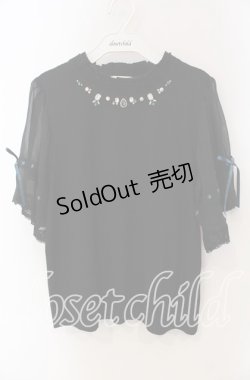 画像1: axes femme / ビジュー配色フレア袖プルオーバー F クロ O-25-09-13-034-AX-TO-OW-ZT085