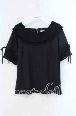 画像1: axes femme POETIQUE / プリーツフリル襟カットプルオーバー M クロ O-25-09-13-036-AX-TO-OW-OS