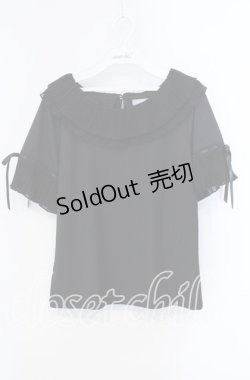 画像1: axes femme POETIQUE / プリーツフリル襟カットプルオーバー M クロ O-25-09-13-036-AX-TO-OW-OS