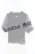 axes femme / ビジュー付チュール袖トップス F クロ O-25-09-13-037-AX-TO-OW-ZT085