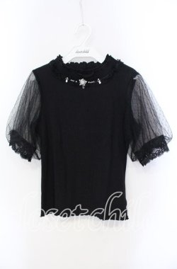 画像1: axes femme / ビジュー付チュール袖トップス F クロ O-25-09-13-037-AX-TO-OW-OS