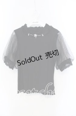 画像1: axes femme / ビジュー付チュール袖トップス F クロ O-25-09-13-037-AX-TO-OW-ZT085