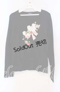 画像1: PINK HOUSE / オーナメントローズプリントカットソー  クロ O-25-09-13-039-LO-TO-OW-OS
