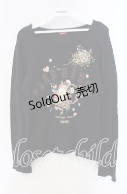 画像1: PINK HOUSE / ピンクコテージチャームptカットソー 3（M） クロ O-25-09-13-042-LO-TO-OW-OS