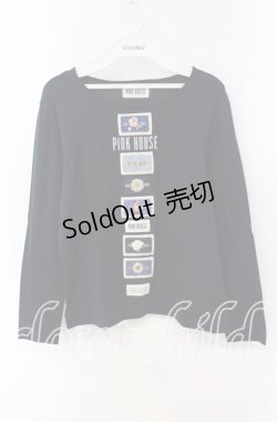 画像1: PINK HOUSE / ワッペン使いカットソー M ネイビー O-25-09-13-043-LO-TO-OW-OS