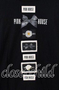 画像2: PINK HOUSE / ロゴリボンワッペン使いカットソー  クロ O-25-09-13-044-LO-TO-OW-OS