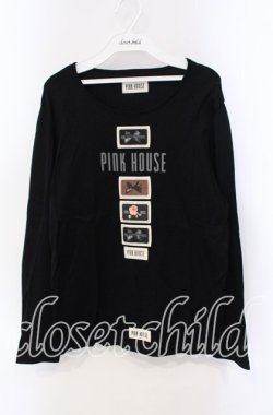 画像1: PINK HOUSE / ワッペン＆ロゴ使いカットソー  クロ O-25-09-13-045-LO-TO-OW-OS