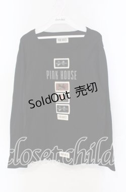 画像1: PINK HOUSE / ワッペン＆ロゴ使いカットソー  クロ O-25-09-13-045-LO-TO-OW-OS