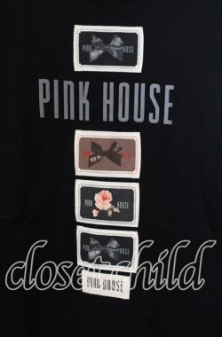 画像2: PINK HOUSE / ワッペン＆ロゴ使いカットソー  クロ O-25-09-13-045-LO-TO-OW-OS