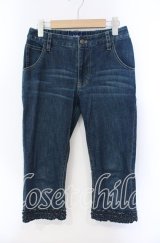 PINK HOUSE / ワッペン使い裾フリルデニムパンツ M ブルー O-25-09-13-047-LO-PA-OW-ZT268