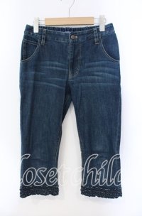 PINK HOUSE / ワッペン使い裾フリルデニムパンツ M ブルー O-25-09-13-047-LO-PA-OW-ZT268