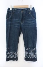 画像1: 【SALE】PINK HOUSE / ワッペン使い裾フリルデニムパンツ M ブルー O-25-09-13-047-LO-PA-OW-ZT268 (1)