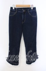 PINK HOUSE / 裾フリルクロップドパンツ M インディゴ O-25-09-13-048-LO-PA-OW-ZT038