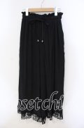 axes femme / 裾レース楊柳ワイドパンツ F クロ O-25-09-13-051-AX-PA-OW-OS