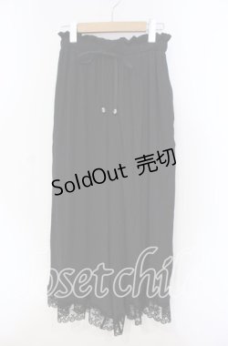 画像1: axes femme / 裾レース楊柳ワイドパンツ F クロ O-25-09-13-051-AX-PA-OW-OS