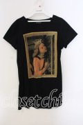 Jane Marple / frame angel プリントのロングTシャツ M クロ O-25-09-13-006-JM-TO-IG-OS