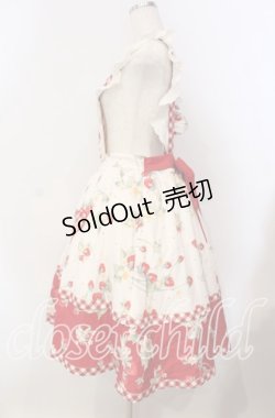 画像4: 包子猪Lolita / Strawberry Orchard 苺のサスペンダースカート XXL アイボリー×アカ O-25-09-13-069-LO-SK-OW-OS