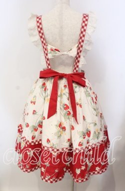 画像5: 包子猪Lolita / Strawberry Orchard 苺のサスペンダースカート XXL アイボリー×アカ O-25-09-13-069-LO-SK-OW-OS
