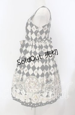 画像4: ALICE and the PIRATES / 時計じかけのおすましキャット柄 ジャンパースカートI  クロ×アイボリー O-25-09-13-072-PA-OP-OW-OS