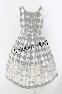 画像6: ALICE and the PIRATES / 時計じかけのおすましキャット柄 ジャンパースカートI  クロ×アイボリー O-25-09-13-072-PA-OP-OW-OS