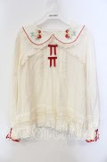 包子猪Lolita / Strawberry Orchard 苺の刺繍半袖ブラウス XXL アイボリー×アカ O-25-09-13-085-LO-BL-OW-ZT0916B