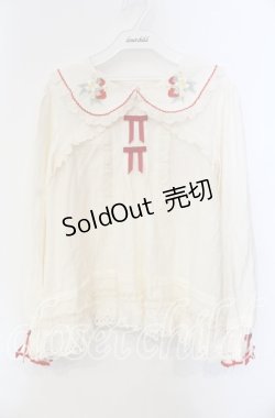 画像1: 包子猪Lolita / Strawberry Orchard 苺の刺繍半袖ブラウス XXL アイボリー×アカ O-25-09-13-085-LO-BL-OW-ZT093