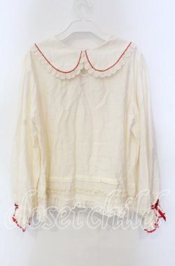 画像3: 包子猪Lolita / Strawberry Orchard 苺の刺繍半袖ブラウス XXL アイボリー×アカ O-25-09-13-085-LO-BL-OW-OS