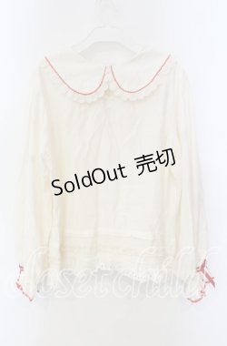 画像3: 包子猪Lolita / Strawberry Orchard 苺の刺繍半袖ブラウス XXL アイボリー×アカ O-25-09-13-085-LO-BL-OW-ZT093