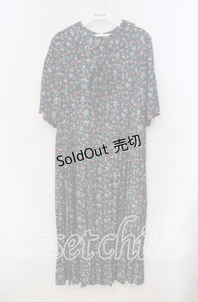 画像1: 【SALE】Jane Marple / Wild cherry gather dress ドレス M ネイビー O-25-09-13-091-JM-OP-IG-ZT100 (1)