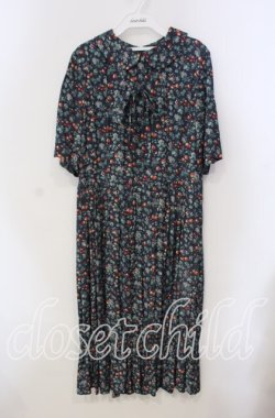 画像1: Jane Marple / Wild cherry gather dress ドレス M ネイビー O-25-09-13-091-JM-OP-IG-OS
