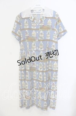画像1: Jane Marple Dans Le Salon / Herbs&Spicesのレースカラーワンピース M サックス O-25-09-13-093-JM-OP-IG-OS