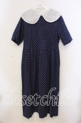 Jane Marple / Ribbon cut dobby lace collar dress ドレス M ネイビー O-25-09-13-094-JM-OP-IG-ZT099