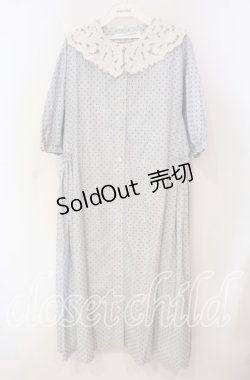 画像1: Jane Marple Dans Le Salon / Dobby dot table cloth collar onepiece ワンピース M サックス O-25-09-13-096-JM-OP-IG-OS