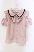 Secret Honey / バイカラーラッフル肩開きブラウス  ピンク￥ O-25-09-13-100-CA-BL-IG-OS