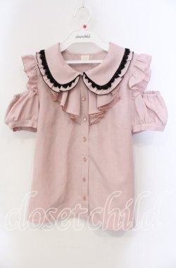 画像1: Secret Honey / バイカラーラッフル肩開きブラウス  ピンク￥ O-25-09-13-100-CA-BL-IG-OS