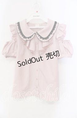 画像1: Secret Honey / バイカラーラッフル肩開きブラウス  ピンク¥ O-25-09-13-100-CA-BL-IG-OS