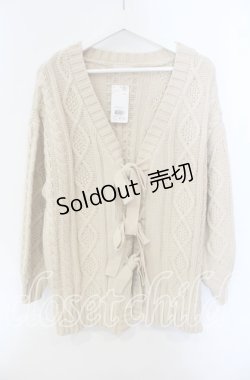 画像1: axes femme / リボンロングニットカーディガン  ベージュ O-25-09-13-010-AX-TO-IG-OS