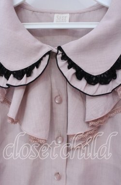 画像2: Secret Honey / バイカラーラッフル肩開きブラウス  ピンク￥ O-25-09-13-100-CA-BL-IG-OS