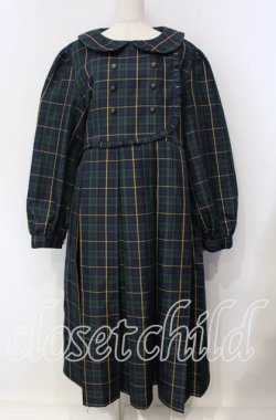 画像1: FLC / チェック柄ボックスプリーツワンピース 3L グリーン O-25-09-13-107-LO-OP-OW-OS