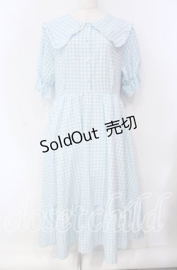 画像1: m petit by misako / ギンガムチェック半袖ワンピース 3L サックス O-25-09-13-113-LO-OP-OW-ZT094